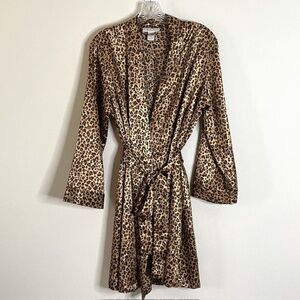Morgan Taylor Womens Leopard Print Bathrobe SZ M Africacore Animalcore
